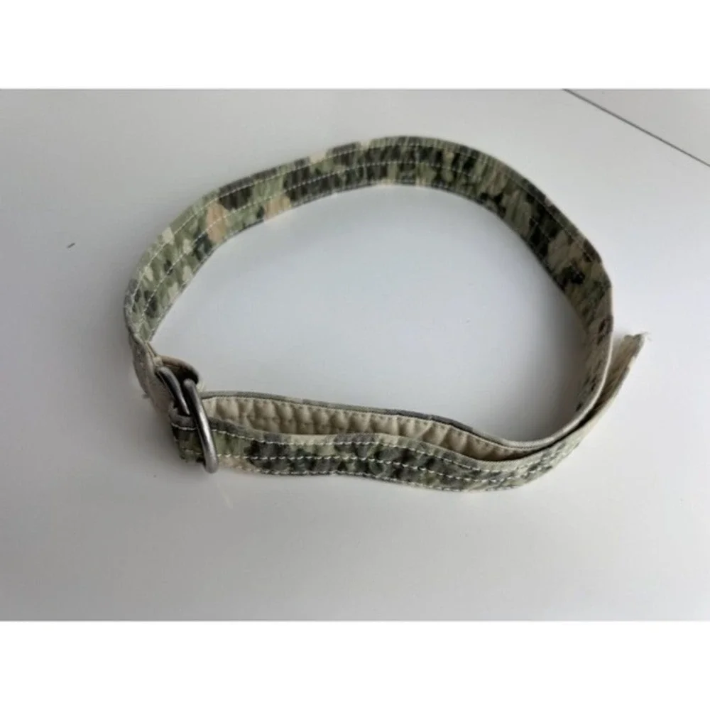 LOFT Reversible Camo Canvas D-Ring‎ Belt Khaki Tan Military Utility Chic 47-70